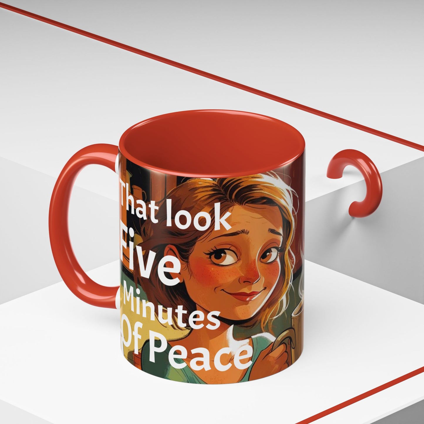 Cozy Accent Coffee Mug | Perfect for Home, Gift, saying, “That look, five minutes of peace”